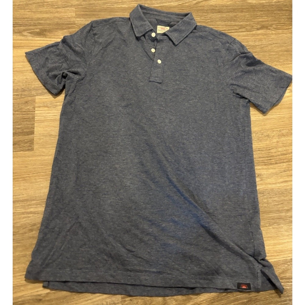 Faherty Brand Mens Movement Polo Shirt Blue Heather Short Sleeve Size Small